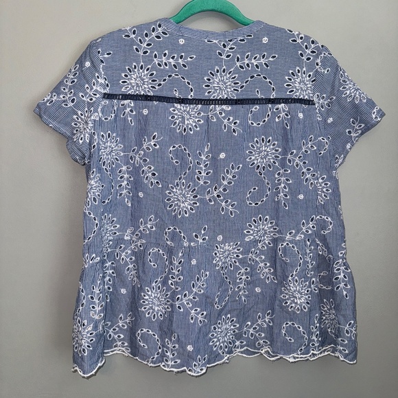 EUC Anthropologie Holding Horses Babydoll Eyelet Top Size 12 - Picture 7 of 8